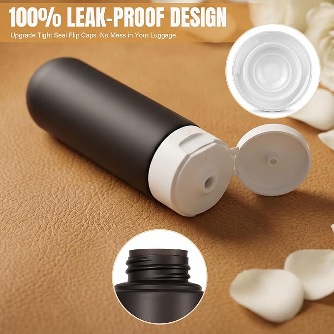 DEWSENSI 20 Pack Travel Bottles Set for Toiletries TSA Approved Leak Proof Travel Size Containers Kit Portable Refillable Travel Accessories for Shampoo Conditioner Lotion Liquids (Dark Color)