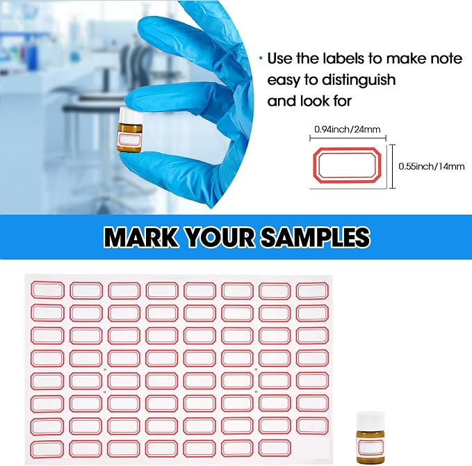 12PCS 2ml Amber Glass Vials with White Screw Caps and Plastic Stoppers, 1/2 Dram Leak-Proof Small Liquid Sample Bottles for Essential Oils, Perfumes, Reagents
