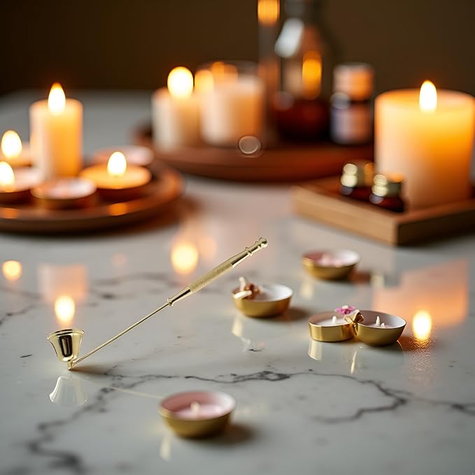 Gold Metal Candle Snuffer Wick Snuffer with Long Handle Candlesnuffers Candle Sleeves Accessories