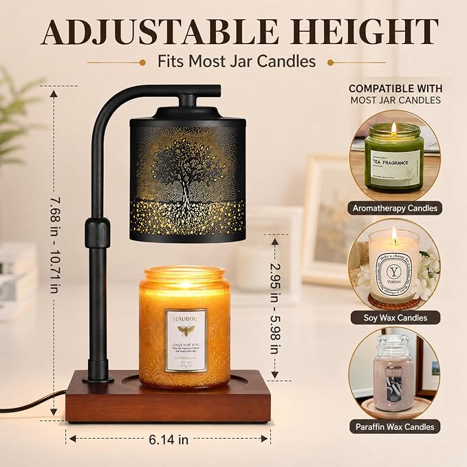 mocosa Candle Warmer Lamp with Adjustable Height Dimmable for New Home Decor Electric Candle Warmer for Jar Candles Birthday Gifts for Women Mom(Tree)