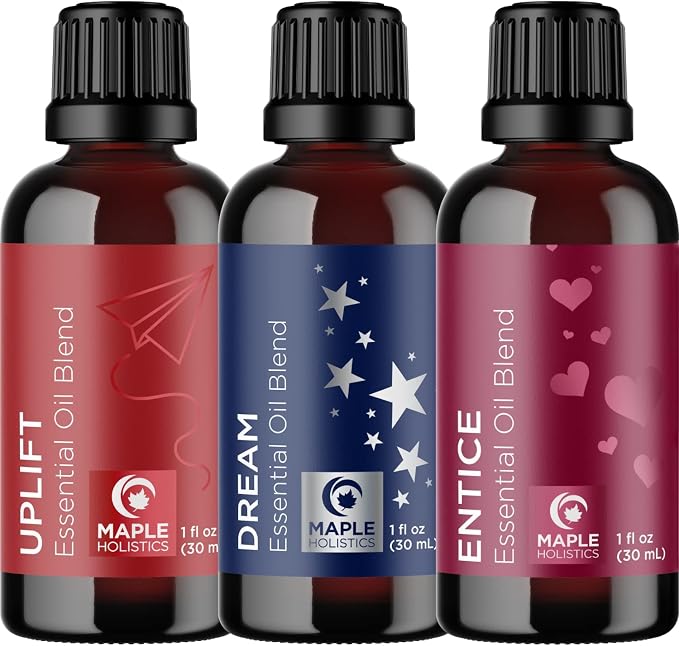 Relaxing Essential Oil Blends for Diffuser - Uplift Dream and Entice Essential Oils for Diffusers Aromatherapy and Baths with Pure Essential Oils Including Lavender Sage Ylang Ylang and Orange