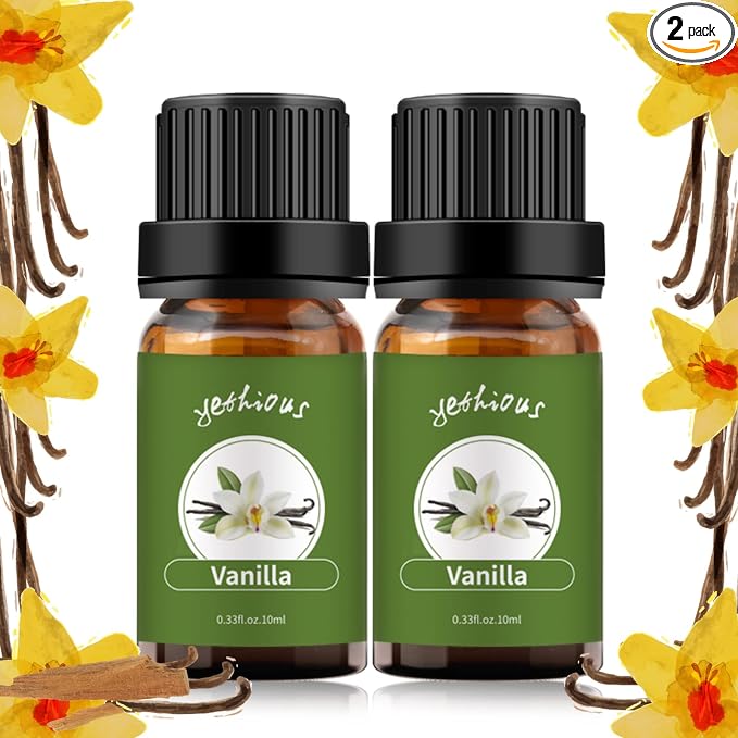 yethious 2 Pack Vanilla Essential Oil for Skin, Diffuser Organic 100% Pure Vanilla Aromatherapy Oil Vanilla Fragance Oil