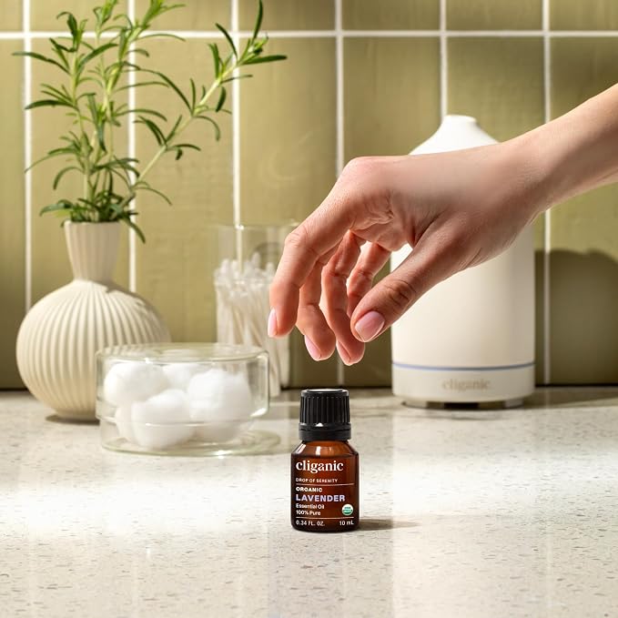 Cliganic Organic Lavender Essential Oil - 100% Pure Natural Undiluted, for Aromatherapy Diffuser | Non-GMO Verified