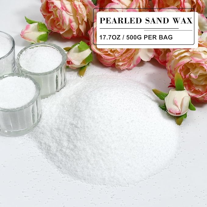 ZQSSmlied 1.1LB Jasmine Scented Candle Sand with Wicks, Candle Wax for DIY Candles Making, Refillable Beaded Wax Non-Toxic Sand Beaded Waxs Customized Making for Home Decoration Wedding Party