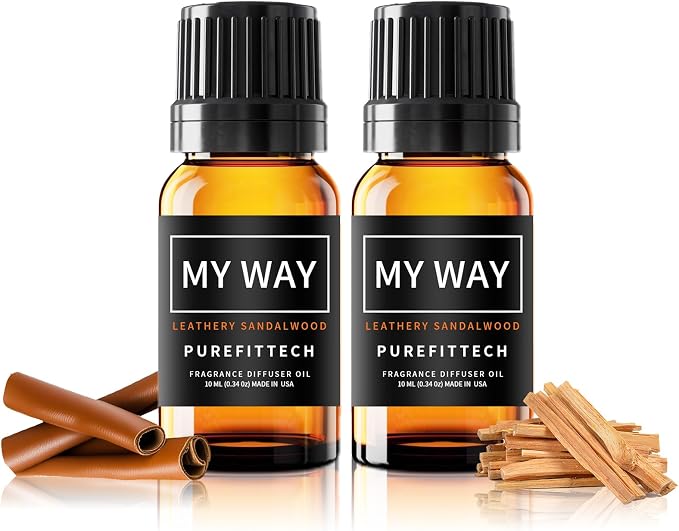 Hotel Diffuser Oil My Way Sandalwood & Leather Scent, Hotel Essential Oils for Home, Office, Spa,2Pack,10mL*2, 0.34 fl oz Hotel Collection Diffuser Oil for Diffusers & Humidifiers，Made in USA