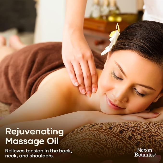 Sore Muscle Massage Oil for Massage Therapy 8 fl oz - Refreshing and Relaxing - Natural Oils with Arnica, Peppermint and Lavender Oil - for Men and Women - Nexon Botanics