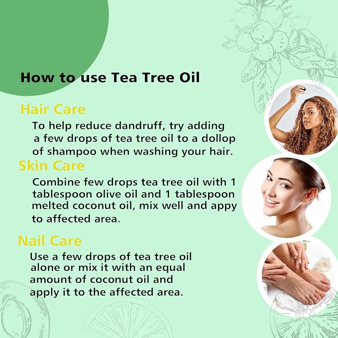 GM Gumili Pure Tea Tree Oil for Skin, Hair, Body Wash, Soap, Shampo and Conditioner, Nails, Body Oil, Aromatherapy Diffuser, 100% Natural Tea Tree Essential Oil - 200ml 6.7 Oz