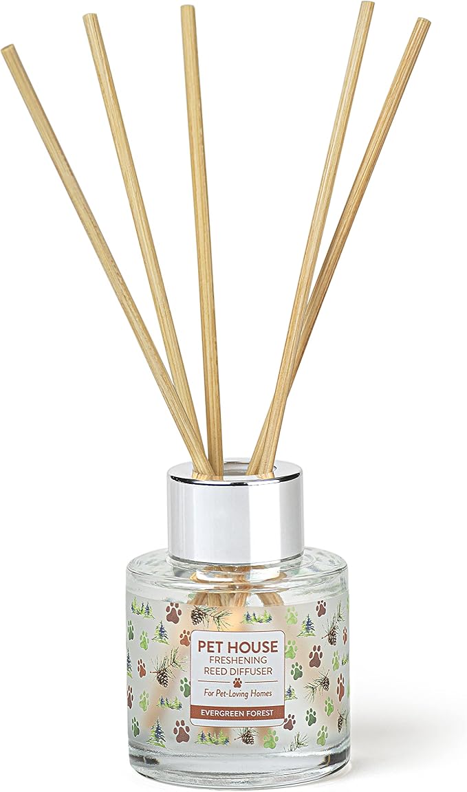 Pet House Evergreen Forest Reed Diffuser with Bamboo Sticks, Long Lasting Pet Air Freshener - Scented Oil Diffuser for Home