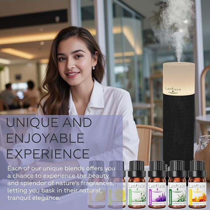 Lantixin Top 6 Essential Oils Set: Frankincense, Rosemary, Eucalyptus, Lavender, Sweet Orange, Lemon - Perfect Starter Kit for Diffusers, Aromatherapy Beginners - 6 x 0.3 oz (1.8 fl oz Total)