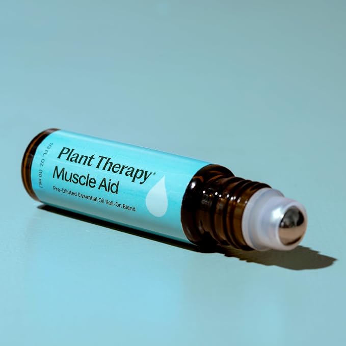Plant Therapy Muscle Aid Essential Oil Blend Roll-On 10 mL (⅓ oz) Pre-Diluted, Cooling Muscle Relief