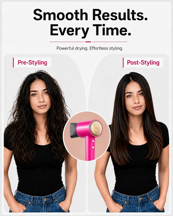 Tideway Hair Dryer Professional High-Speed Ionic Blow Dryer 110,000 RPM, Compact Hair Dryer with Magnetic Diffuser, Fast Drying with Brushless Motor Low Noise Smart Temperature Control-H11