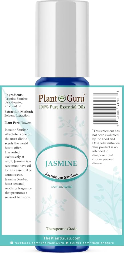 Jasmine Sambac Absolute Essential Oil Roll On 10 ml 100% Pure Pre-Diluted Therapeutic Grade
