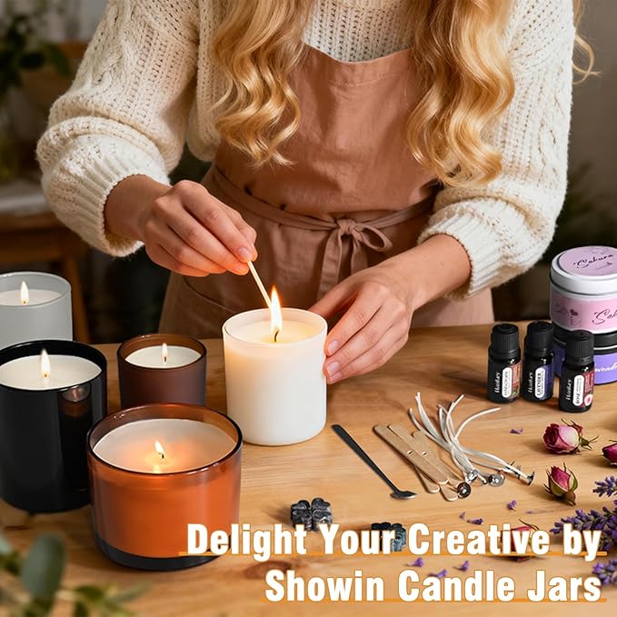 SHOWIN Candle Making Kit, DIY Candle Making Supplies for Adults, Starter Soy Wax Candle Kit with Wax Melter, Jars & Tins, Scented Home Decoration