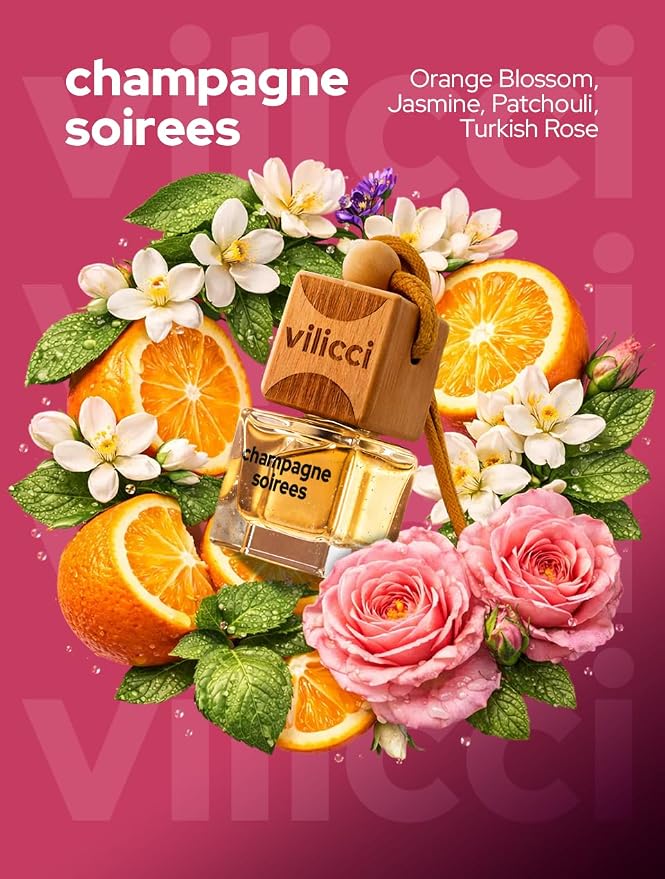 Vilicci Car Air Freshener | Luxurious Auto Perfume | Premium Hanging Air Freshener | Long Lasting Fragrance for Auto and Home | 1 Bottle of Car Scent (0.2 Fl Oz (Pack of 1), Champagne & Soirees)