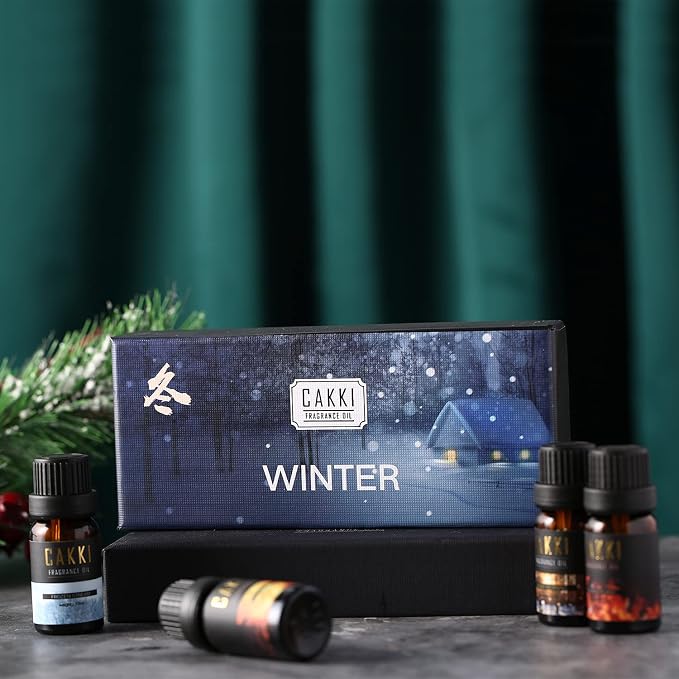 CAKKI Winter Essential Oils Set - 6 Scents for Diffusers, Candles, Soaps, Gifts