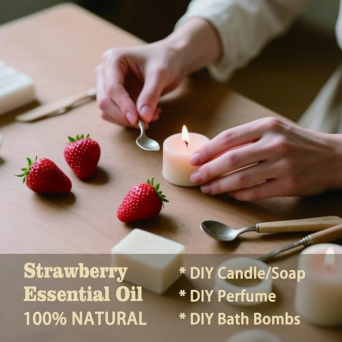 Strawberry Essential Oil, Strawberry Oil for Diffuser, Humidifier, DIY Candle, Soap, Sweet Fragrance, Home, Gift Ready,Strawberry Fragrance Oil - MLYNKL Essential Oils (4.33 fl oz / 130ml)