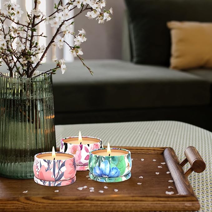 Scented Candles Gift Sets of 3, Stress Relief Candles for Home Scented, Natural Soy Wax Aromatherapy Candle, Burning Long Lasting Candles, Best Ideal for Gift, Baby Shower Prizes