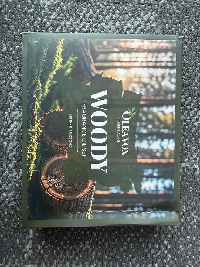 Woody Essential Oils Gift Set, 10x５ML Premium Wood Fragrance Oil　for Candle & Soap Making, Diffuser, Sandalwood, Teakwood, Forest Pine, Cedarwood, Cypress and Frankincense More Aromatherapy Oils