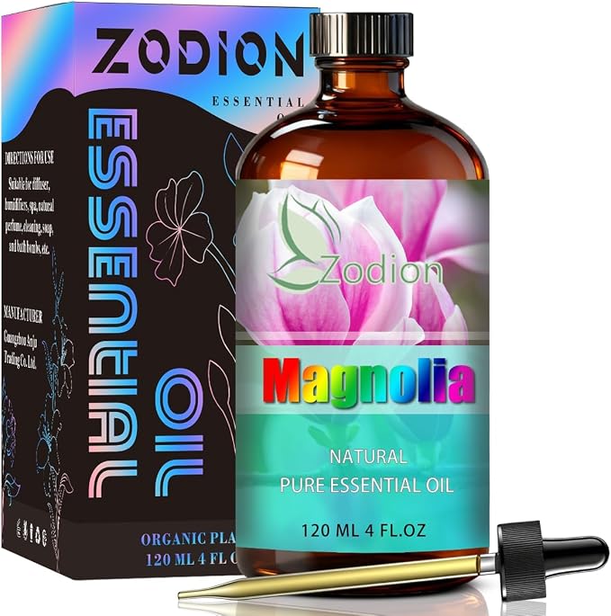 Magnolia Essential Oil, Magnolia Fragrance Oil for Diffuser, Massage, Humidifier, DIY Candle, Soap Making, Home, Bath, Yoga - 4 fl oz (120ml) - ZODION Essential Oils