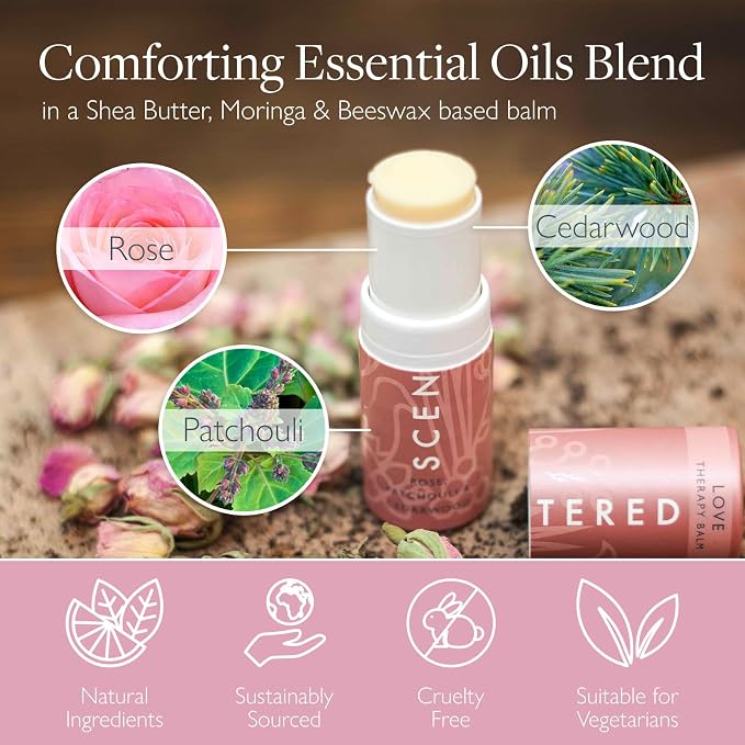 Scentered Aromatherapy Love Balm Christmas Stocking Gift for Emotional Wellbeing - Essential Oils Roll On with Rose & Ylang Ylang - Self-Care Stocking Stuffers for Women