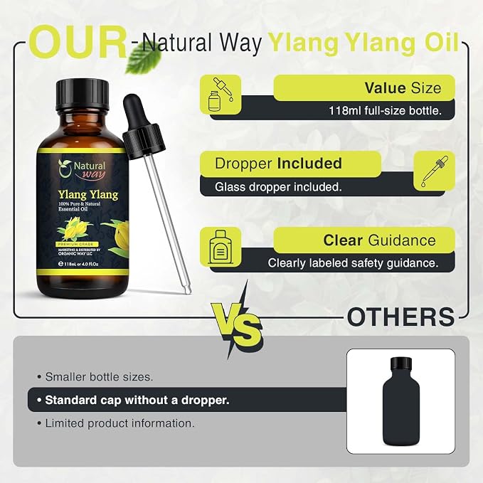 Ylang Ylang Essential Oil for Diffusers | Natural Aroma Oil for Home Fragrance, Humidifier & DIY Candle Making, Long Lasting Scent for Office, Bedroom & Soothing Scent 4 Fl Oz (120 mL)