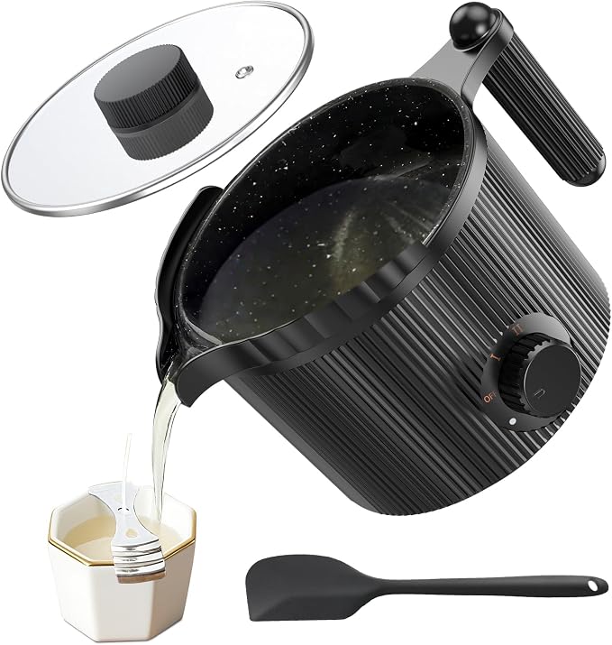 venpow Candle Wax Melter with Pour Spout, Candle Making Kit for Adult Beginners, 1.5L Large Capacity, for Making Candles and Soaps, Kit Includes Wax Melting Pot and Stirring Spoon - Black