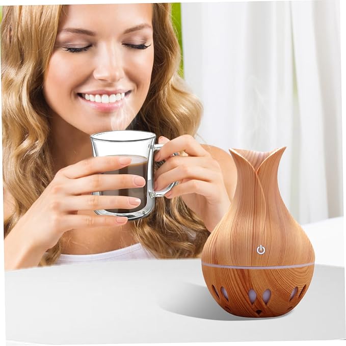 Essential Oil Diffuser, 130ml Aromatherapy Diffuser with 7 Colour Lights and Waterless Auto-Off, Mute Mist, Non Slip Electric for Bedroom, Office, Spa Style 1