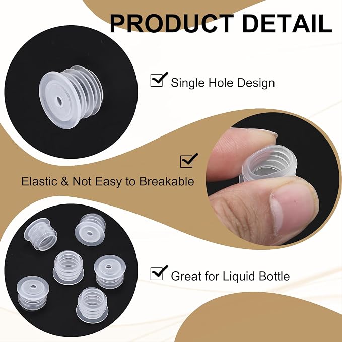PATIKIL Bottle Adapter 0.47"/12mm Press in Plugs Clear 25Pcs, 0.12" Hole | for Oral Dispenser Liquid Oil Plastic Glass Bottles Stopper