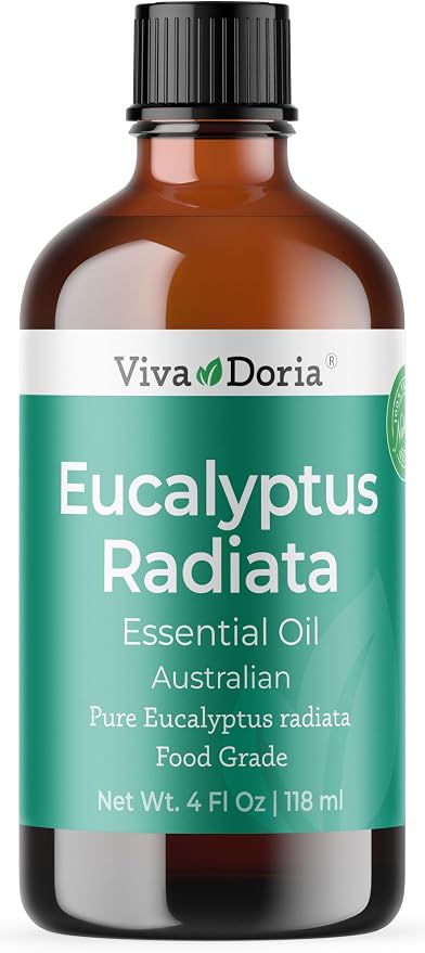 Viva Doria Eucalyptus Radiata Essential Oil, Food Grade, 118 ml (4 Fl Oz) | 100% Pure & Natural Eucalyptus Oil, Australian Type | Aromatherapy Oil for Diffuser, Steam, and Massage