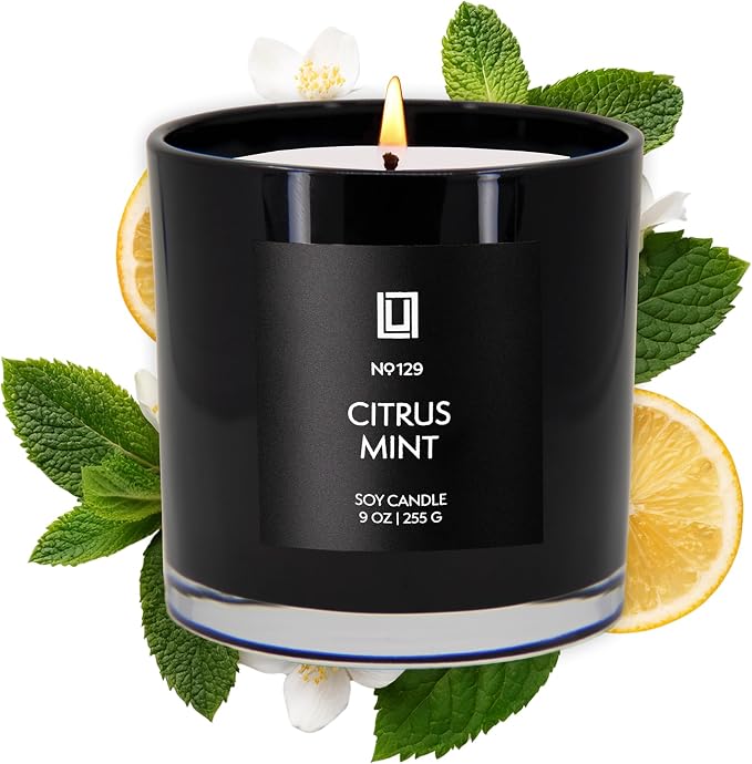 Lulu Candles | Citrus Mint | Smells Fresh & Citrusy | Luxury Scented Soy Jar Candle | Hand Poured in The USA | Highly Scented Long Lasting (9 Oz.)
