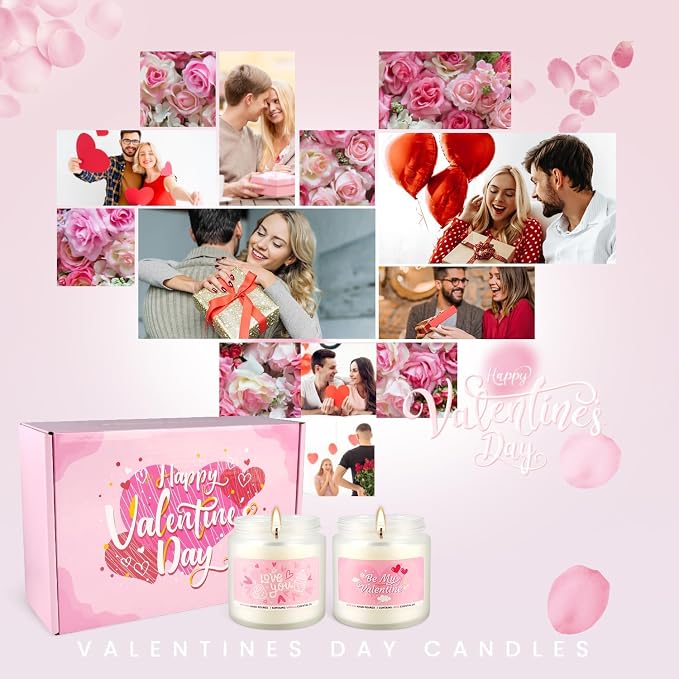Valentine's Day Pink Scented Candles-12Pcs 3.5oz Each-Natural Plant Essential Oils & Cotton Wick, Aromatherapy Candle for Relaxing Stress Relief, Home Decor & Romantic Gifts for Her.
