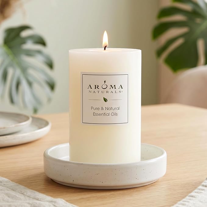 Aroma Naturals Orange, Clove and Cinnamon Essential Oil Scented Pillar Candle, Peace Pearl, 2.5 inch x 4 inch