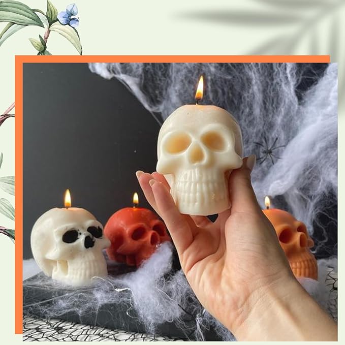 Handnatur Complete Candle Making Kit for Adults with Digital Wax Melting Pot, DIY Soy Wax Melt Set with Skull Head Mold to Make Your Own Candles Kit