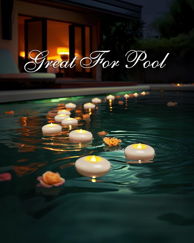 Homemory 48 Pack 3” Flameless Led Floating Candles, 200 Hour White Battery Operate Waterproof Tealights for Cylinder Vases, Centerpieces at Wedding Decor, Party, Pool