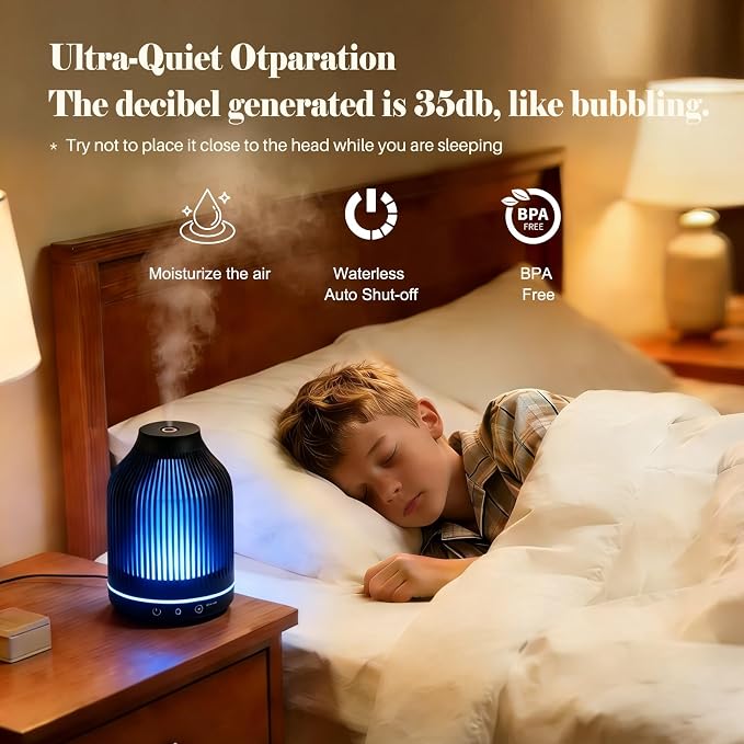 Diffuserlove USB Plug-in 150ML Essential Oil Diffuser Humidifier with Timer & 7 Color Night Light, Aromatherapy Diffuser for Bedroom Office Home Decor