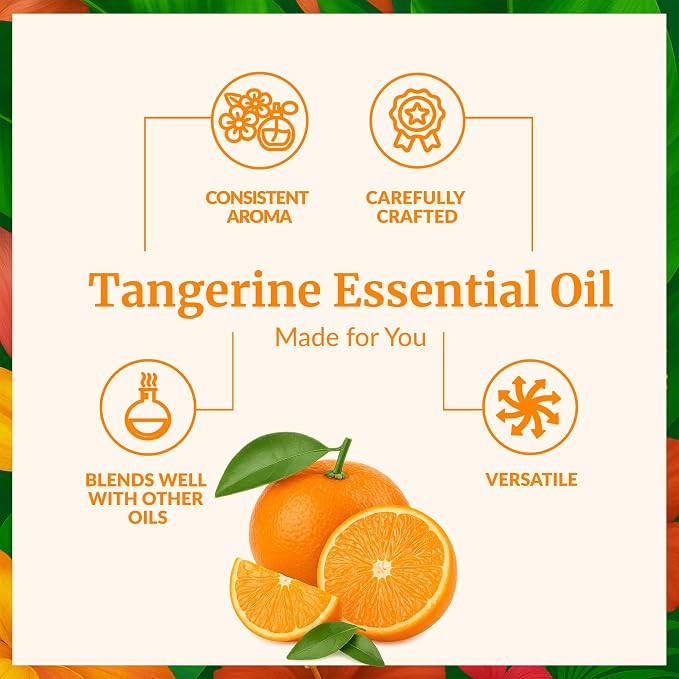 SVA Tangerine Essential Oil 4 Fl Oz – for Aromatherapy, Diffuser, Skin & Hair Care – Ideal for Massage & DIY Blends – with Dropper