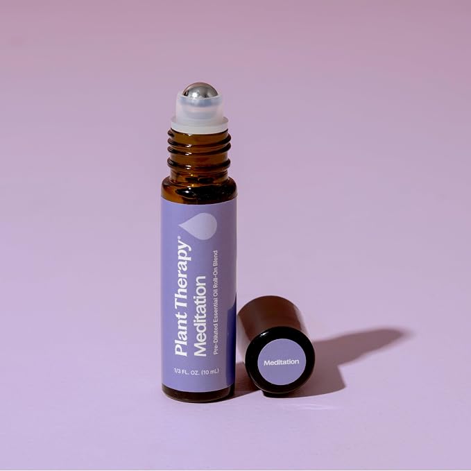 Plant Therapy Meditation Essential Oil Blend Pre-Diluted Roll-On 100 mL (1 oz) 100% Pure, Pre-Diluted, Calming Aromatherapy for Yoga, Mediation, and Self Care