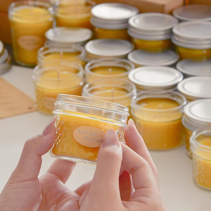 DEYBBY 3 Pack Beeswax Jar Candles Set - Beeswax Candles Gift, Each18 Hrs Burn - Handpour Bees Wax Candle for Home Decor Bath Relaxation Housewarming Gift with Natural Scent
