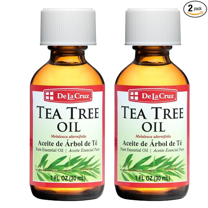 De La Cruz 100% Pure Tea Tree Oil - Steam Distilled Tea Tree Essential Oil for Aromatherapy - 1 FL OZ (2 Bottles)