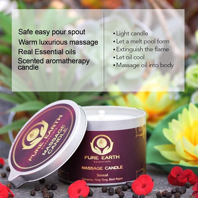 Sensual Massage Candle - Skin Moisturizing Massage Oil Candles - 6 oz.