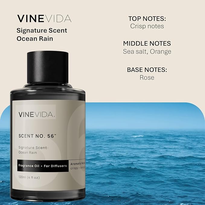 VINEVIDA [4 Fl Oz] Ocean Rain Fragrance Oil for Cold Air Diffusers, Essential Oils for Diffuser Oil Refill & Air Freshener Room Spray