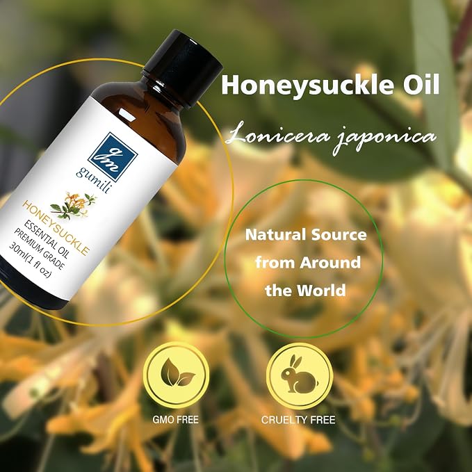 GM Gumili Honeysuckle Essential Oil, Home Fragrance Perfume, Scent Oil for Soaps, Candle Making, Dryer Balls, Diffusers, Laundry, Slime - 1 oz /30ml