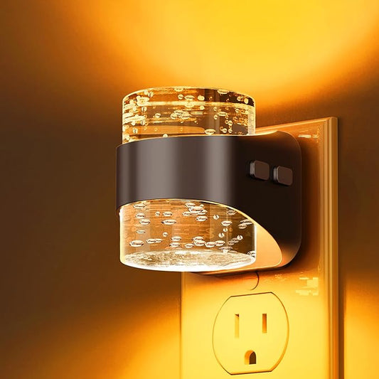 L LOHAS LED Night Light, Bubble Night Lights Plug into Wall, Acrylic Night Lights with Dusk-to-Dawn Sensor,Dimmable Amber Pulg in Nightlights for Rooms Bathroom Hallway