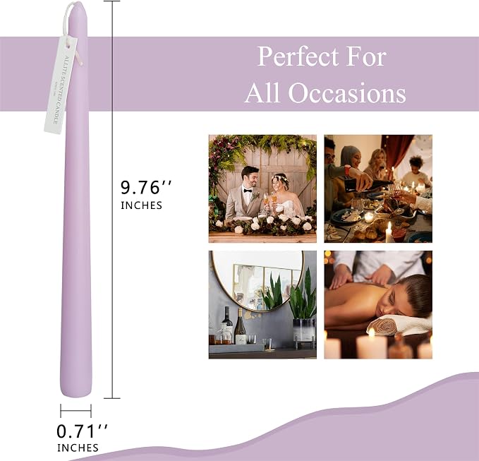 Tapered Candles Scented Candle Sticks,Gedengni 10 Inch Colored Candlesticks Lavender Scented Taper Candle Long Purple Candles for Dinner Decor Housewarming Gift Idea,8D4P-PURGRA