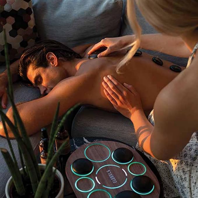 Hot Stone Massage Set with Temperature Control, 8Pcs Basalt Hot Stones Portable Warmer Kit, with Aromatherapy Massage Oil, Home SPA Professional Massage Tool for Muscle Pain Relief, Relaxation