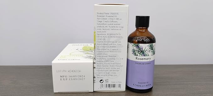 PHATOIL 3.38FL.OZ Rosemary Essential Oil, for Aromatherapy Diffusers, Humidifiers, Great for DIY Candle and Soap Making, Huge 100ML Bottle