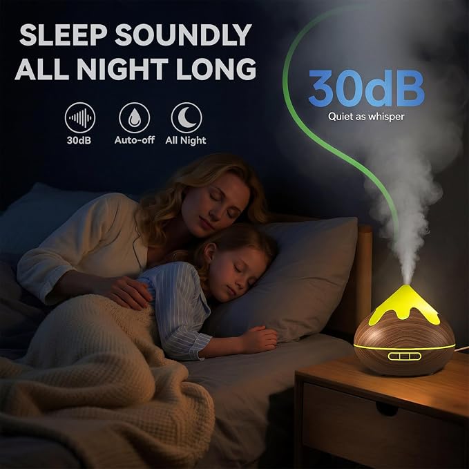 500ML Essential Oil Diffuser, Ultrasonic Aromatherapy Diffuser with Remote Control, Air Diffusers for Home Office Room, Fragrance Aroma Diffuser with 7 Color LED & 2 Mist Mode, Mocha Brown
