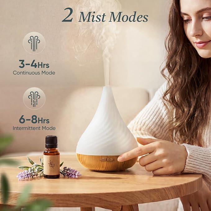 Essential Oil Diffuser with Adapter, 130ml Aromatherapy Scent Machine for Home & Office, 7 Color LED & Breathing Light Cool Mist Humidifier, 2 Mist Modes Last up to 8 Hours, Auto-Off, Spiral