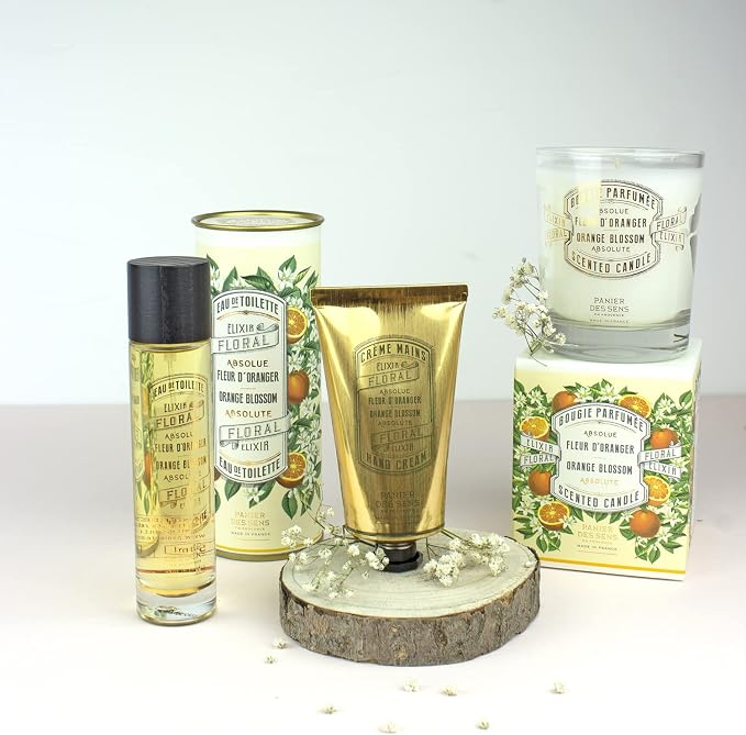 Panier des Sens Orange Blossom Candle - Hand-Poured in Provence, France - Long Lasting Scented Candles - up to 55 Hours Burn Time - Orange Scented Candle - 100% Natural Cotton Wick - 6.3 oz