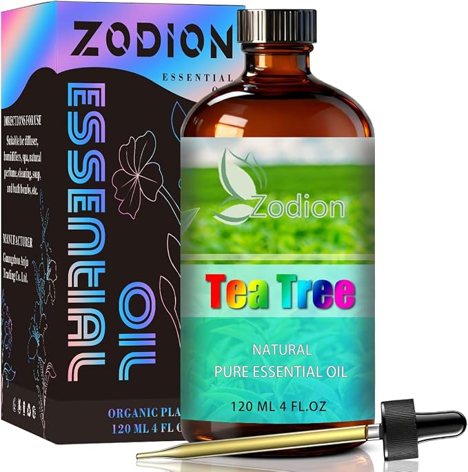 Tea Tree Essential Oil, Tea Tree Fragrance Oil for Diffuser, Massage, Humidifier, DIY Candle, Soap Making, Home, Bath, Yoga - 4 fl oz (120ml) - ZODION Essential Oils